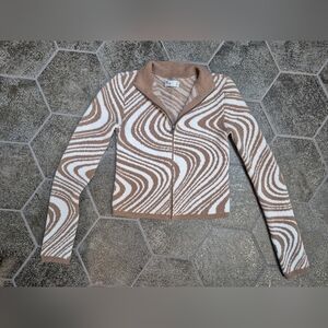 Hollister Cream and Tan Marled Knit Pullover